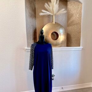 Leslie Fay Navy Blue Dress with Sequin Detail